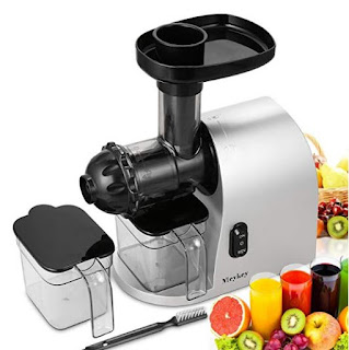 rateim 200W Slow Masticating Juicer Extractor Cold Press Stainless Steel Vertical Slow Juicer with Cleaning Brush