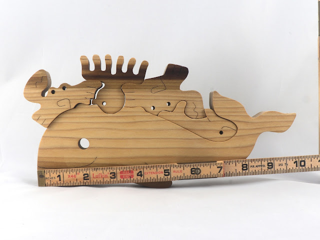 Handmade Wood Nautical Animal Stacking Puzzle, Whale, Crabs, Octopus, and Fish