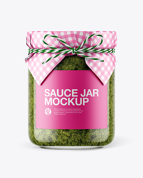 Download Glass Pesto Sauce Jar With Paper Cap Mockup Free Psd Mockup Templates