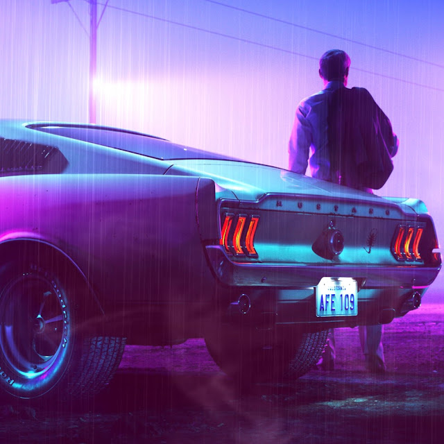 Vaporwave Mustang wallpaper