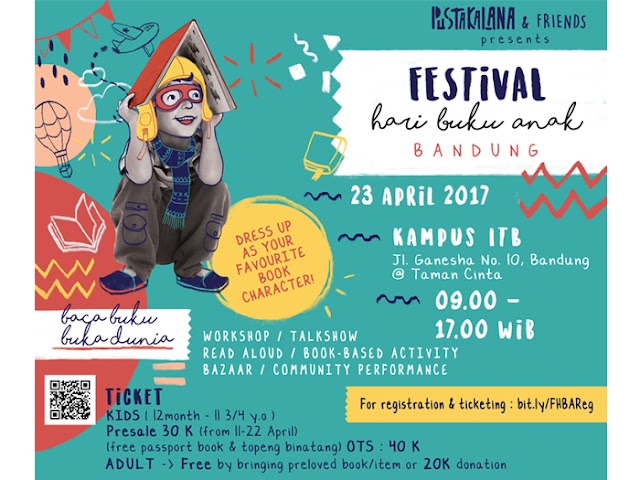 Festival Hari Buku Anak Digelar 23 April 2017 di Taman Cinta, Jln. Ganesha, Bandung