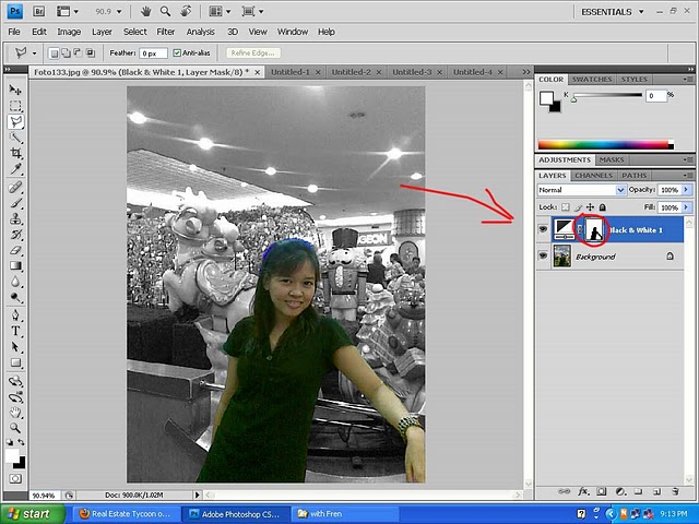  Cara  membuat  efek hitam  putih  pada photo pake photoshop CS4