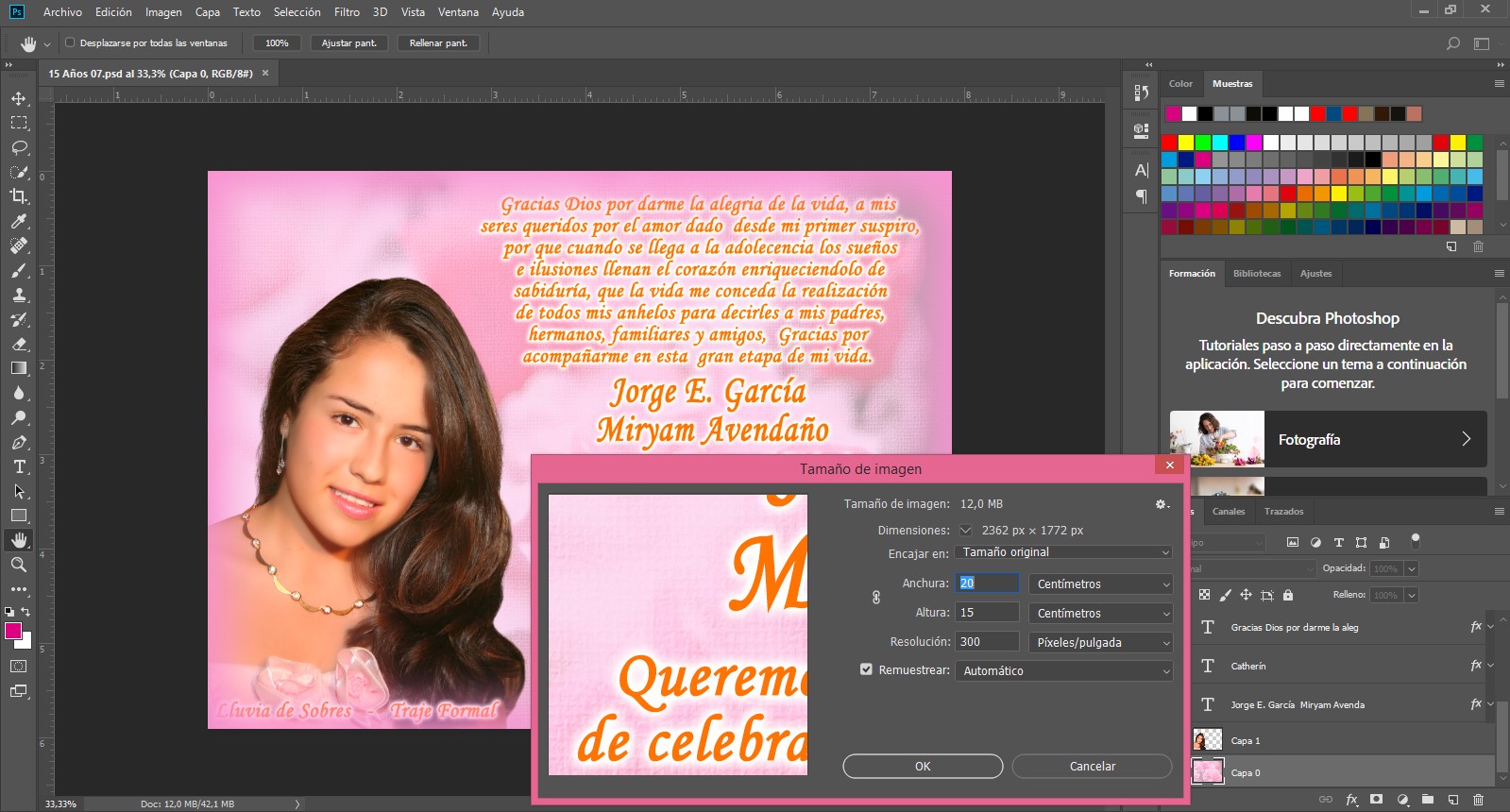 Tarjeta de invitación 15 años plantilla psd - 07