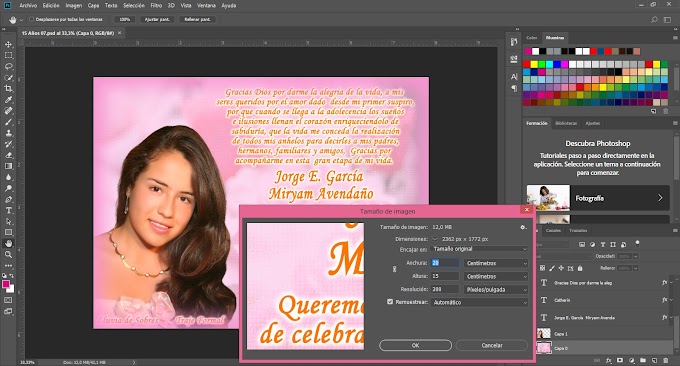 Tarjeta de invitación 15 años para Nataly