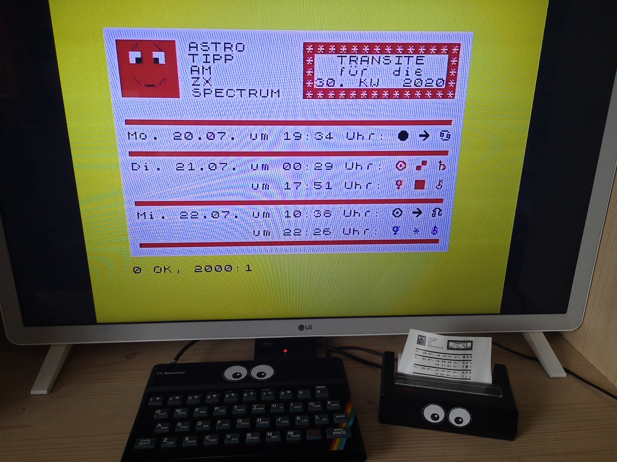 Astro-Tipps dieser Kalenderwoche am ZX Spectrum und ZX Printer