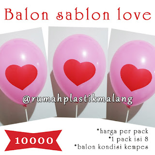 Balon Sablon love Rumah Plastik Malang