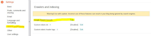 Google Search console Blogger