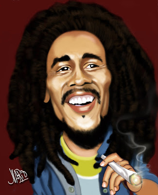 Sejarah Musik Reggae karikatur bob marley