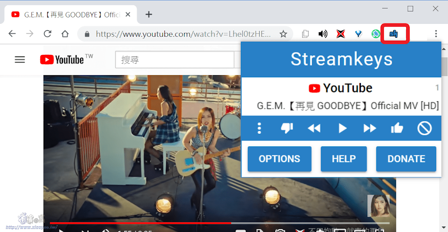 Streamkeys 方便控制 YouTube 音樂播放