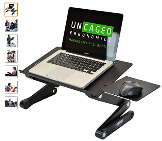 WorkEZ Best Adjustable Laptop Cooling Stand & Lap Desk for Bed Couch w/Mouse Pad