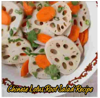 Chinese lotus root salad recipe, lotus root salad, lotus root salad with Chinese dressing, lotus root and vegetable salad