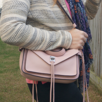 metallic jacquard jacket with Rebecca Minkoff small Darren messenger bag in peony pink | awayfromtheblue