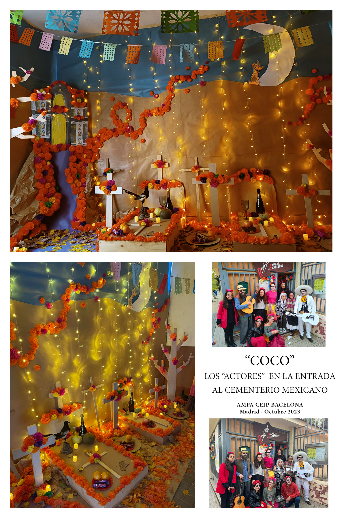 Celebramos la Noche de Muertos Mexicana con los personajes de "COCO" en el AMPA Ceip Barcelona)