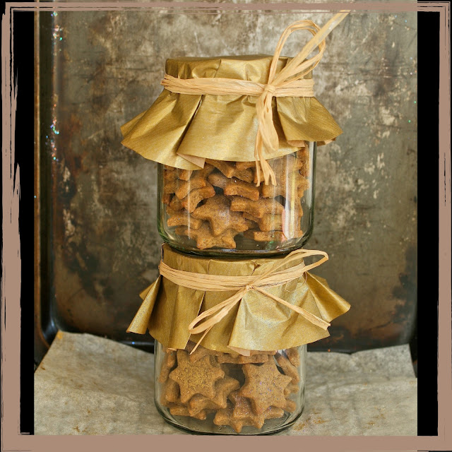 A jar of ginger biscuits. 