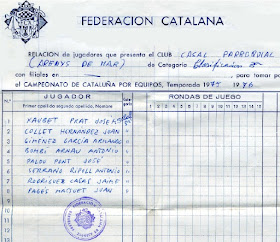 Equipo de la Secció de Ajedrez del Casal Parroquial en 1976