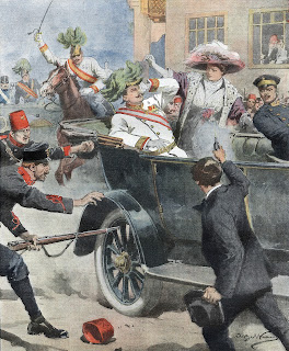 De Achille Beltrame - Cropped version of Copertina della Domenica del Corriere Anno XVI n. 27 del 5-12.7.1914 illustrata da Achille Beltrame. File:Beltrame Sarajevo.jpg, Dominio público, https://commons.wikimedia.org/w/index.php?curid=29686990