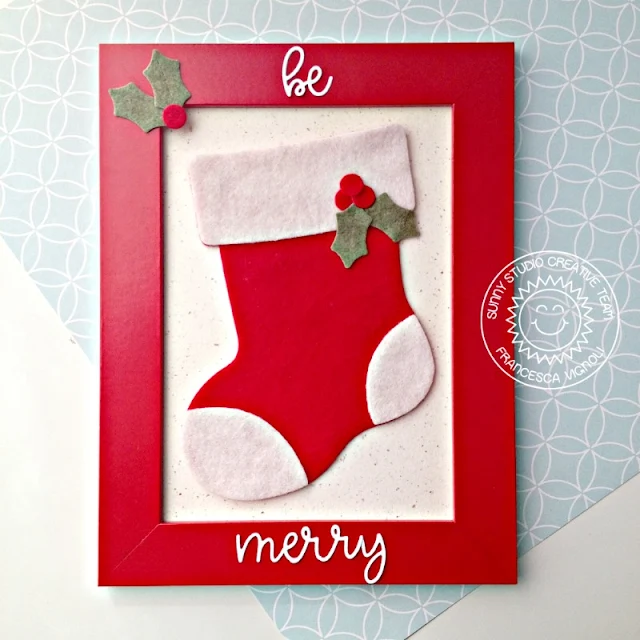 Sunny Studio Stamps: Santa's Stocking Dies Loopy Letters Christmas Felt Stocking Frame by Franci Vignoli