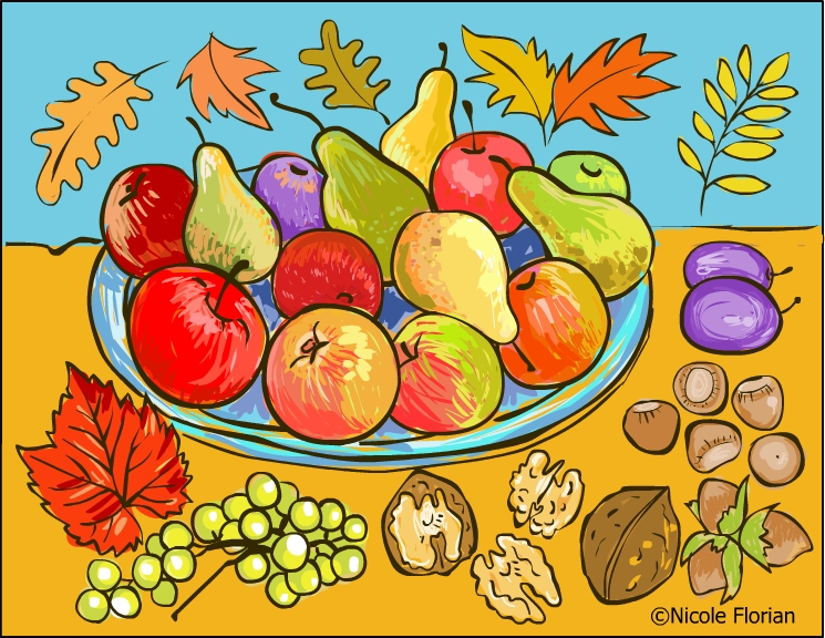 Download Nicole's Free Coloring Pages: Autumn fruits * Coloring page * Desene de colorat cu toamna