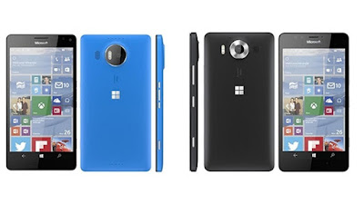 Lumia 950 (màu đen) và Lumia 950 XL (màu xanh Cyan).