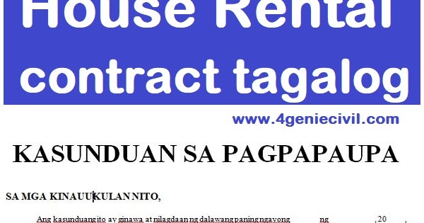 House Rental Contract Sample In Tagalog Sample Contracts