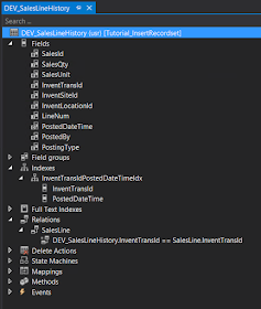 DEV_SalesLineHistory table in Visual Studio