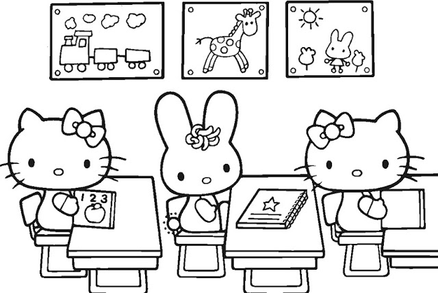Lembar Untuk Belajar Mewarnai  tema Helo Kitty  untuk Anak TK