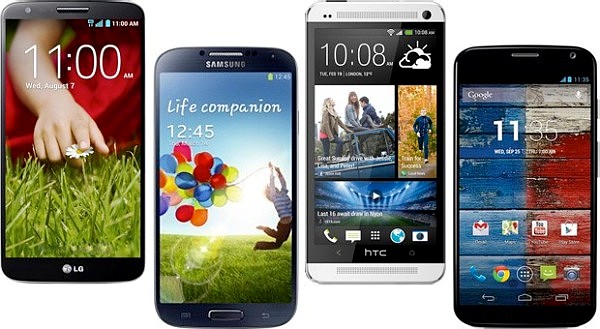 Samsung Galaxy S4, htc ONE, Motorola Moto X, LG Comparison