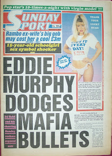 Front cover page of a vintage Sunday Sport newspaper from September 1987