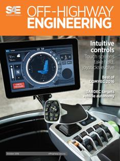 Off-Highway Engineering 2016-05 - October 2016 | ISSN 1528-9702 | TRUE PDF | Bimestrale | Professionisti | Edilizia | Tecnologia | Commercio
Off-Highway Engineering is SAE's flagship commercial vehicle magazine.
Over 19,000 BPA audited subscribers.
Published bimonthly, this publication features special sections on powertrain & energy, electronics, hydraulics, materials, testing & simulation, truck & bus engineering, and special product spotlights.
While the diesel engine has undergone an extreme evolution over the past decade, Off-Highway Engineering continue to make great strides in continuing to make cleaner engines via technological solutions such as advanced combustion, aftertreatment systems, and hybridization.