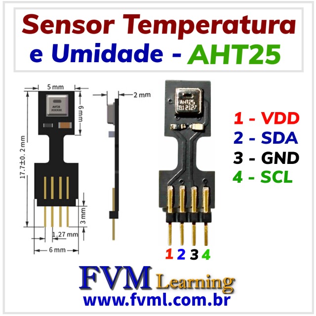 Pinagem-Pinout-Sensor-Temperatura-Umidade-AHT25-Características-Especificações - fvml