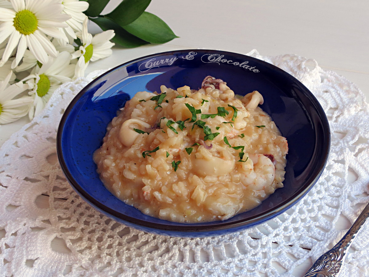 Falso risotto de chipirones y gambas  -  Fake risotto with squid and prawns