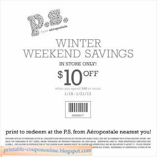 Free Printable Aeropostale Coupons