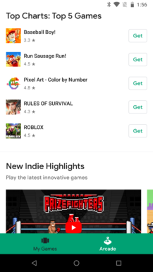 Aggiornamento Google Play Giochi versione 5: nuovo Tab Arcade
