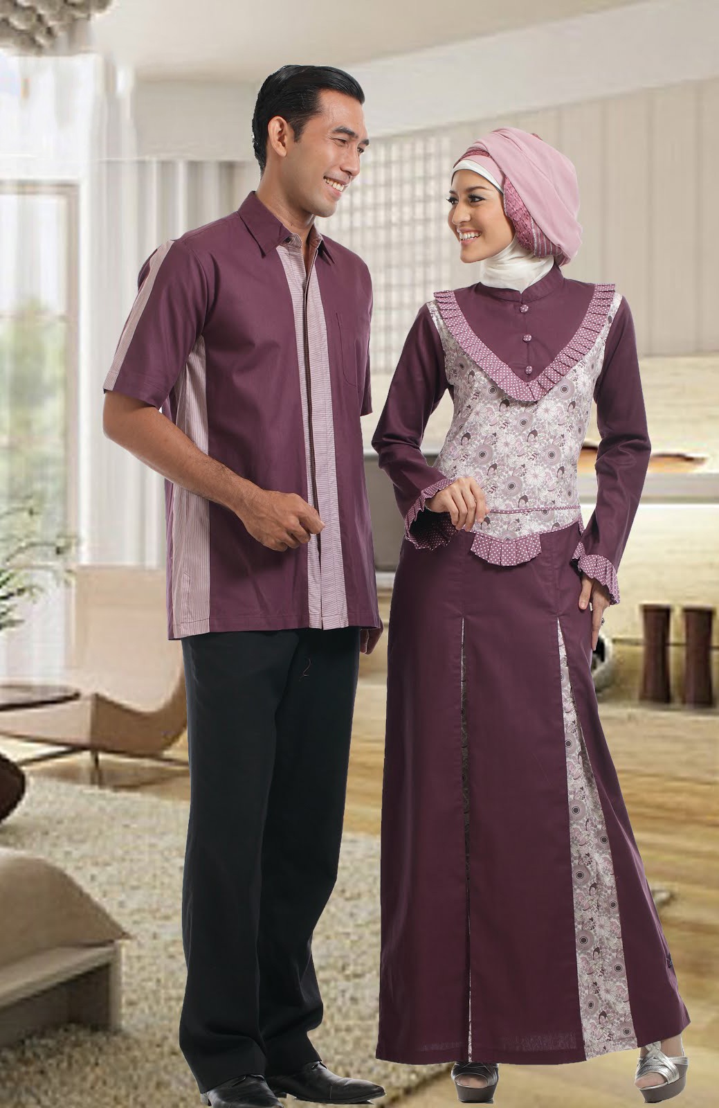 60 Model Gamis Batik  Kombinasi  Polos Muslimah Modern 2021 