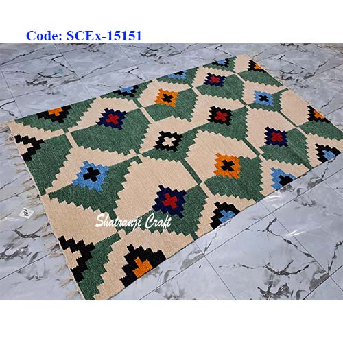 Traditional Satranji rugs (3'x5' feet) in Rangpur craft for floor décor শতরঞ্জি SCEx-15151