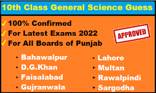 10th Class General Science Guess 2022