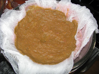 Straining Rhubarb for concentrate