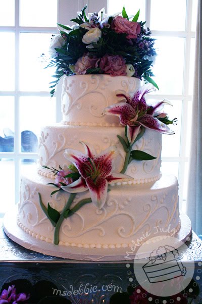 Tiger Lily Wedding Cake with Buttercream Swirls