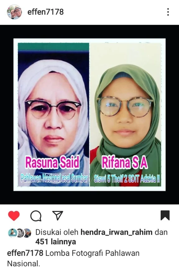 Di-like Gubernur dan Sejumlah Tokoh, Rifana Juara Mirip Pahlawan Nasional