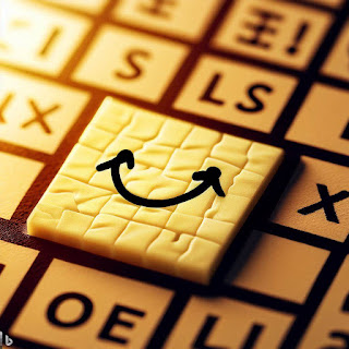 A crossword puzzle with a check mark and a smiley face