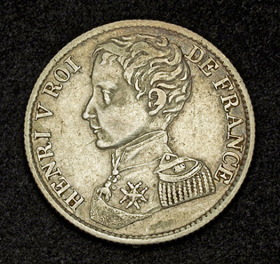 Unusual world coins French Franc Silver Coin Henry V, pretender to the French throne.