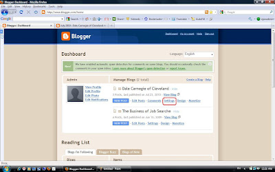 Screenshot The Blogger dashboard.