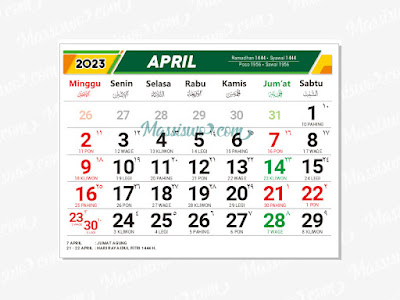 Template Kalender 2023 Bulan April