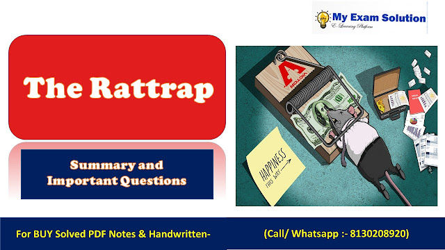 The Rattrap Summary and Important Questions CBSE Class 12 English