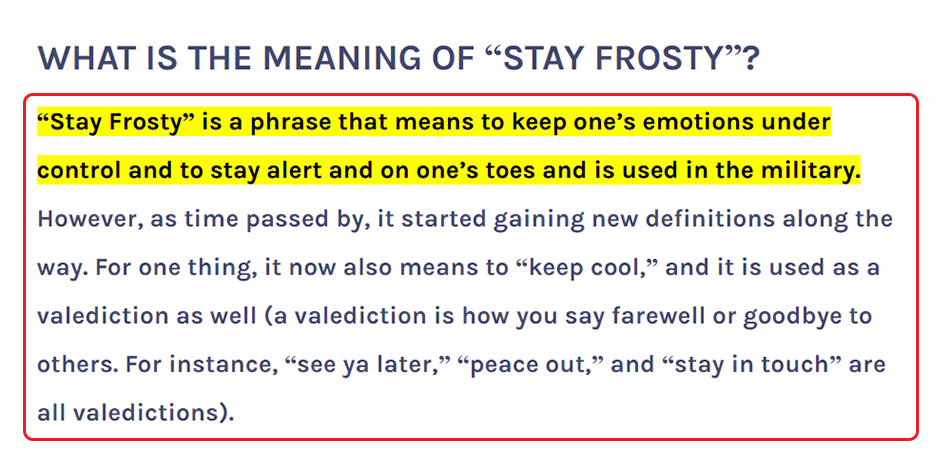 Penjelasan Stay Frosty
