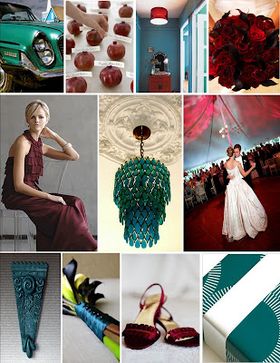 teal and red weddings