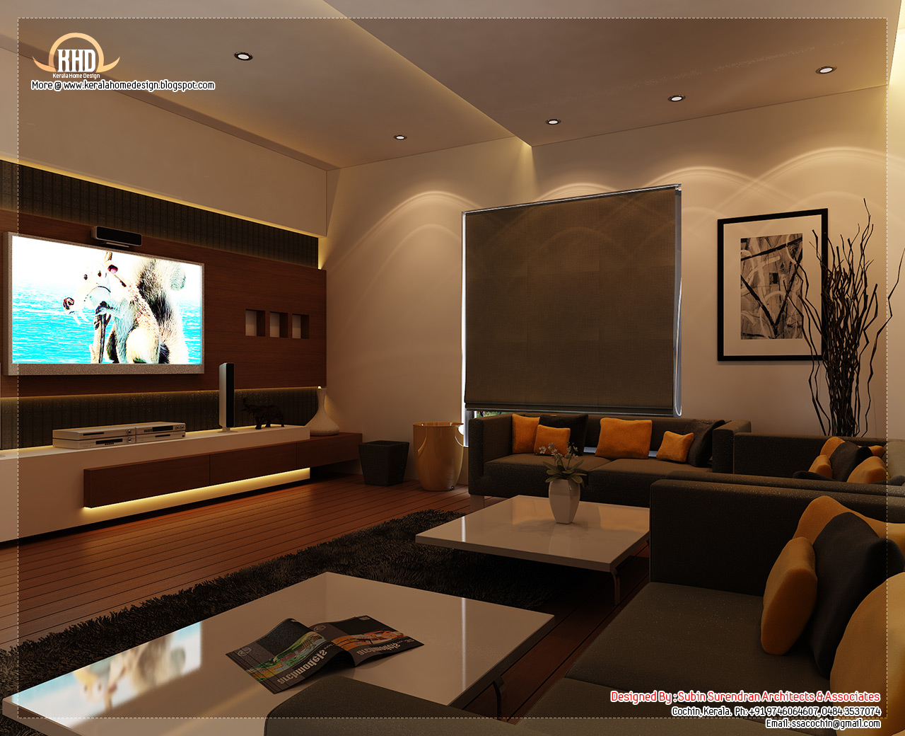 Beautiful home interior designs - Kerala home design and floor plans  ... living room interior ...