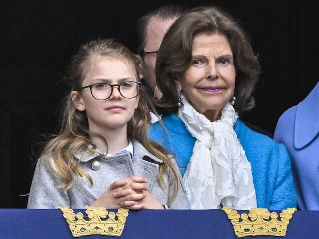 Crown Princess Victoria wore a blue henriette coat by Andiata, Princess Sofia wore a light-blue phillys coat by Andiata
