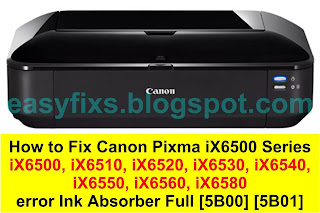 Solution for errors The ink absorber becomes almost full [1700] or Ink absorber full [5B00], [5B01] on the Canon Pixma iX6500 series