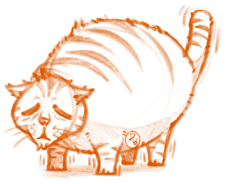 Day 4 prompt was an orange tabby cat. I drew him as an old shaky boy.